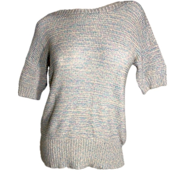 Vintage Sweaters - Vintage Oversized Boatneck Pastel 3/4‎ Length Sleeve Knit Sweater Sz S Women’s